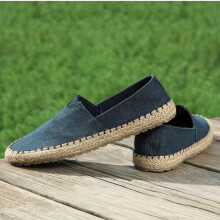 (bule Beige-43) High Espadrilles Footwear Men's Flat Canvas Shoes Hemp Lazy Flats For Men Moccasins Male Loafers Driving Shoes