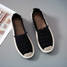 Woman Flat Slip on Canvas Summer Strap Loafers Straw Espadrilles Ladies Casual Comfort Lazy Shoes Female Autumn