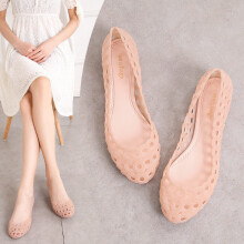 breathable hollow out jelly shoes woman round toe knitting plastic flats women shallow mouth nest pvc espadrilles