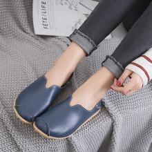 Boat shoes for women Large size leather womens shoes Hard-wearing Soft Flat shoes ladies Spring