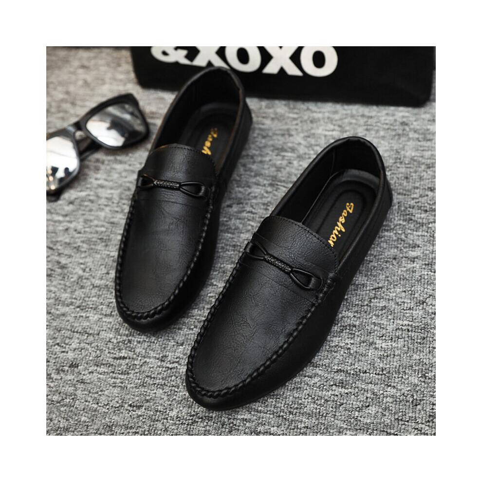 (black Beige-40) Men's Casual Leather Shoes British Soft-soled Loafers Shoes Flats Mocasines Lazy Breathable Driving Casual Shoes Slip-on Loafers
