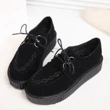 Creepers Women Shoes Plus Size Women Flats Shoes Woman Platform Espadrilles Female Suede Lace Up Comfort Ladies Shoes