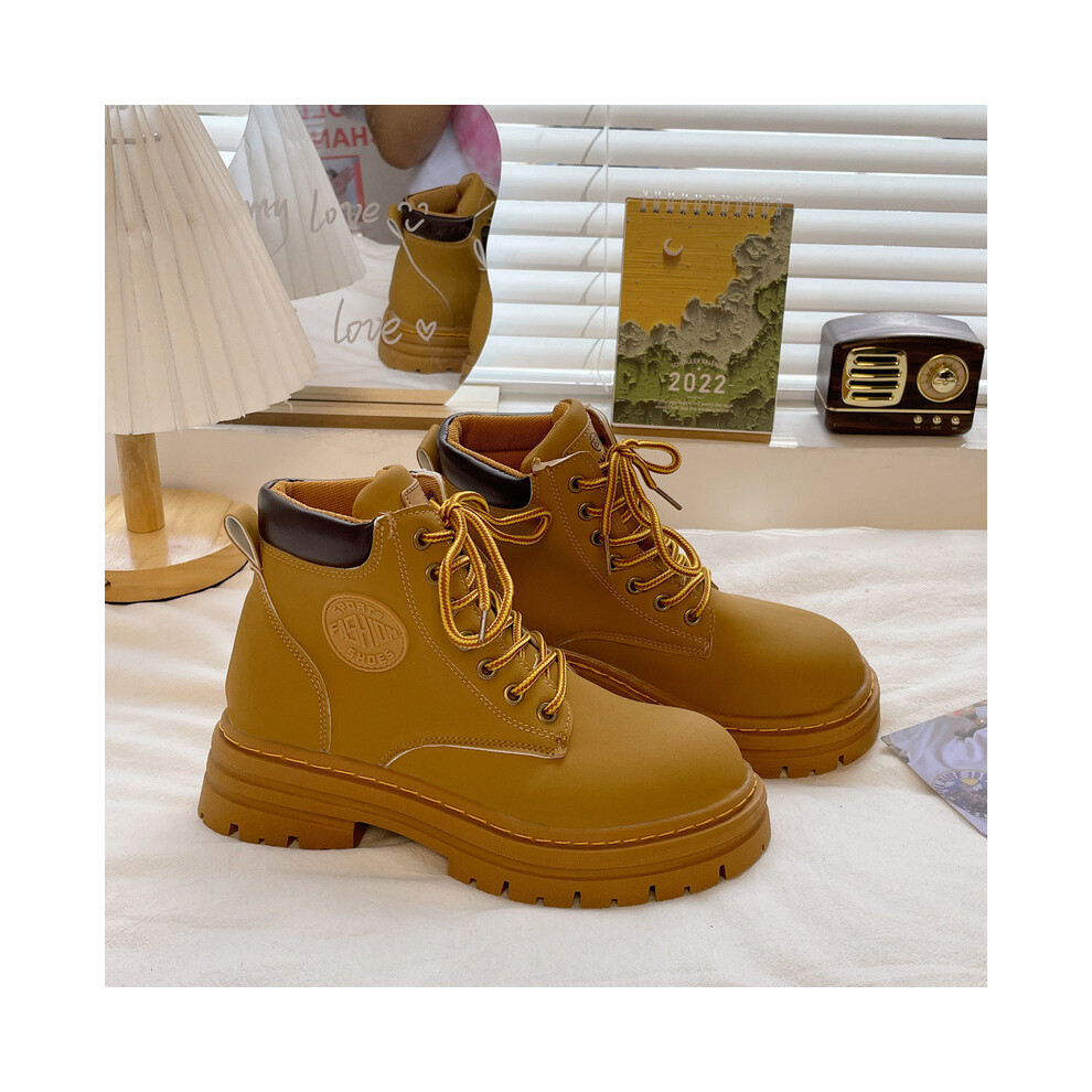 Women's Ankle Boots, Spring and Autumn Classic Mixed Leather Flat Front Lace-up Work Shoes Womens Shoes-image-OPC-PBTKZDP-NEW