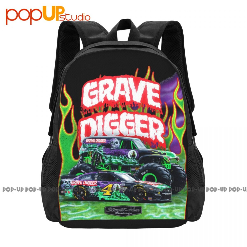 Grave Digger Kevin Harvick Monster Truck Racing Backpack Large Capacity Swimming Art Print