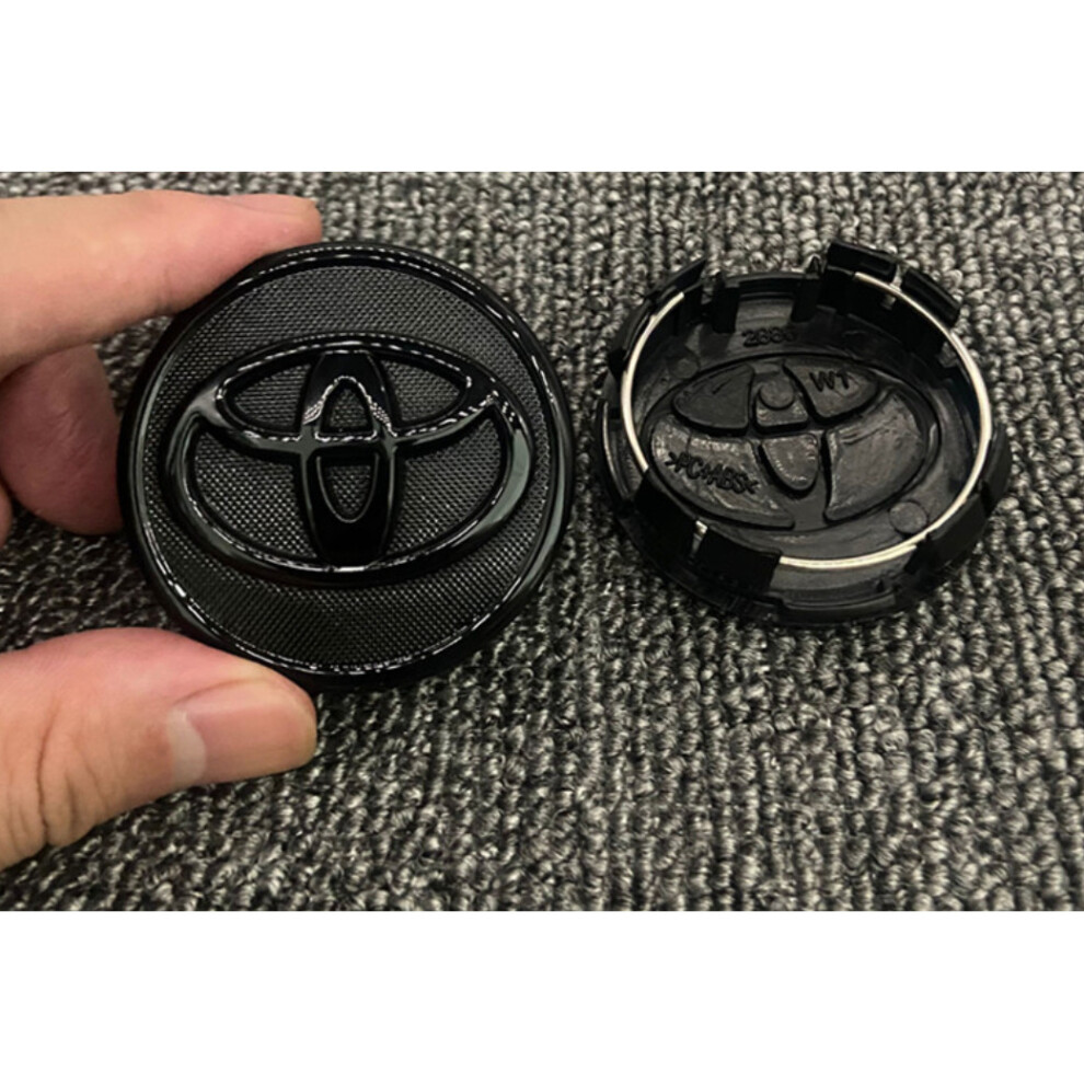 Newjass 4-Pack Toyota Center Hub Caps 57Mm Oem Fit - 42603-52110 (Prius, Corolla, Yaris) Black