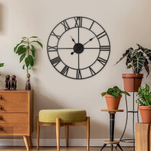 60CM Large Skeleton Metal Roman Wall Clock Big Numerals Giant