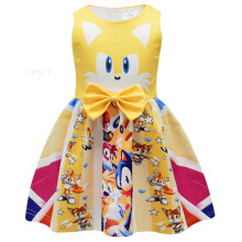 (9150 Beige-Size 120) Summer Princess Girls Dresses 3D Print Hot Selling Sleeveless Toddler Birthday Party Costume Kids Girls Clothes