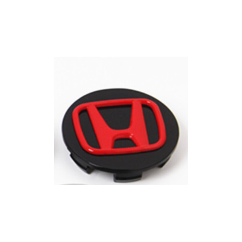 Set of 4 Honda Black Wheel Rim Center Caps Red Logo 69MM/2.75