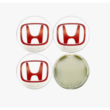 Set of 4 Honda Wheel Rim Center Caps Silver/Red Logo 69MM/2.75