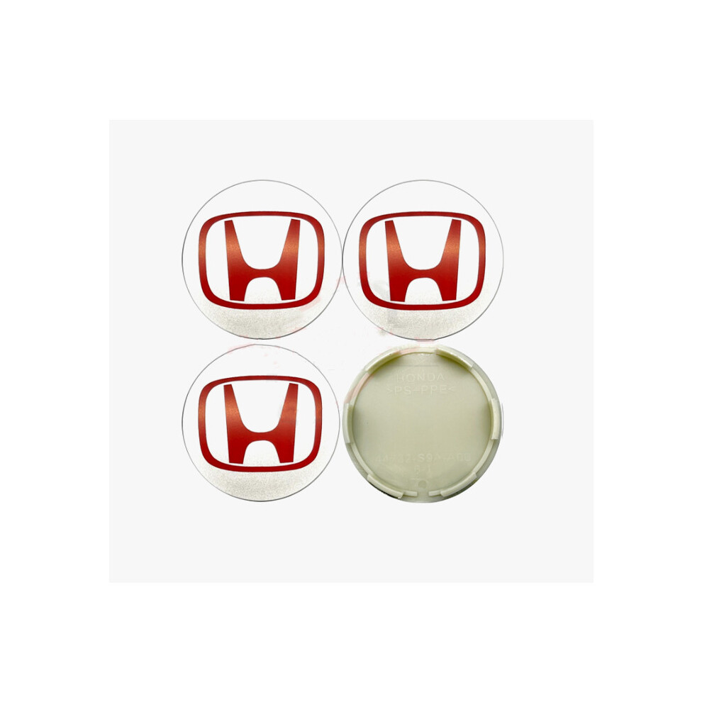 Set of 4 Honda Wheel Rim Center Caps Silver/Red Logo 69MM/2.75