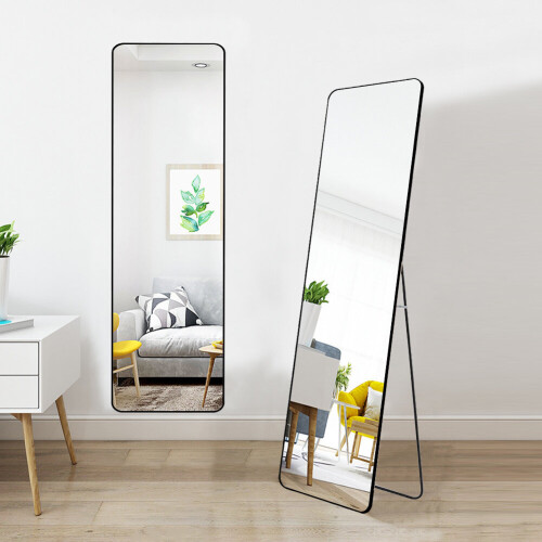 Living And Home (50cm W x 160cm H) Modern Rectangular Metal Full Length Mirror Black 2