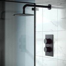 Porto Concealed Thermostatic Overhead 200mm Rainfall Shower Mixer Matte Black