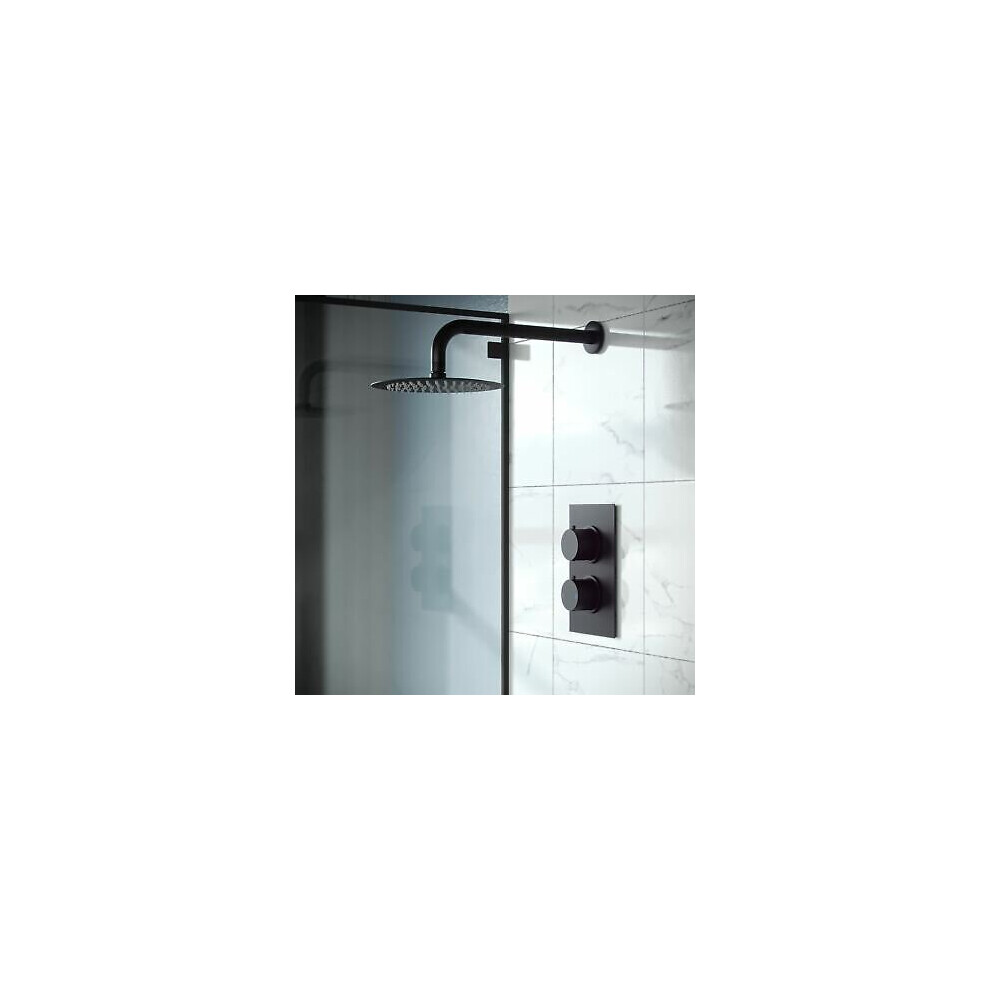 Nes Home Porto Concealed Thermostatic Overhead 200Mm Rainfall Shower Mixer Matte Black