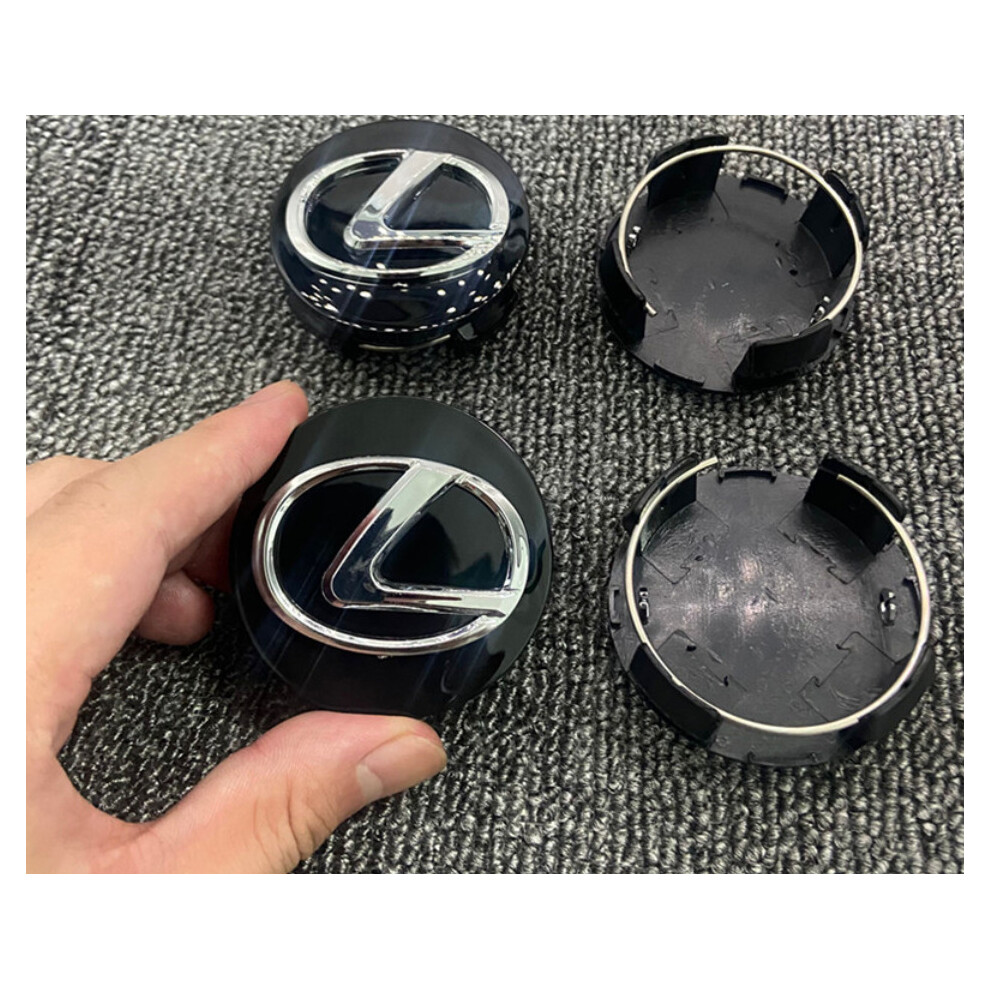 SET OF 4 LEXUS BLACK WHEEL HUB CENTER CAP RIM 62MM