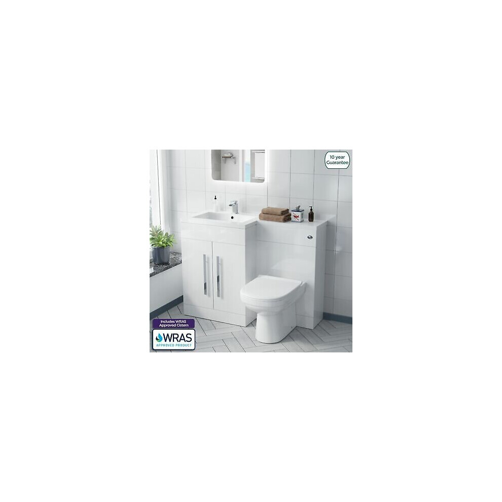 LH Vanity Sink Basin Unit Back to Wall WC Toilet Bathroom Suite Debra