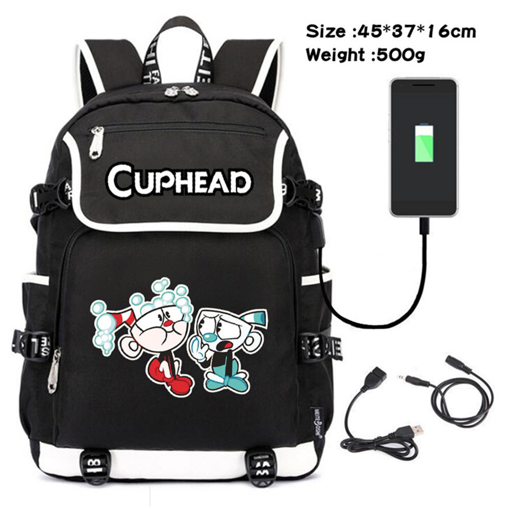 Game Cuphead Mugman Canvas USB Charging Teenagers Unisex Zipper ...
