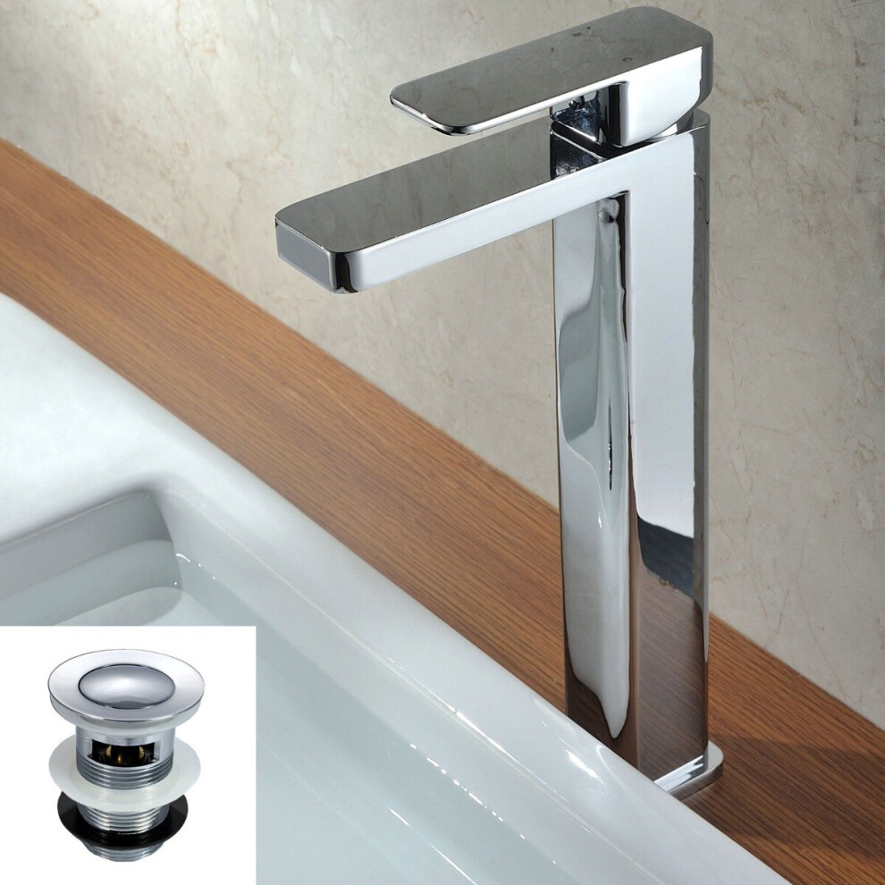 Glaza Faucet Monobloc Counter Top Tall Bathroom Sink Basin Mixer Tap & Waste 6181884368043