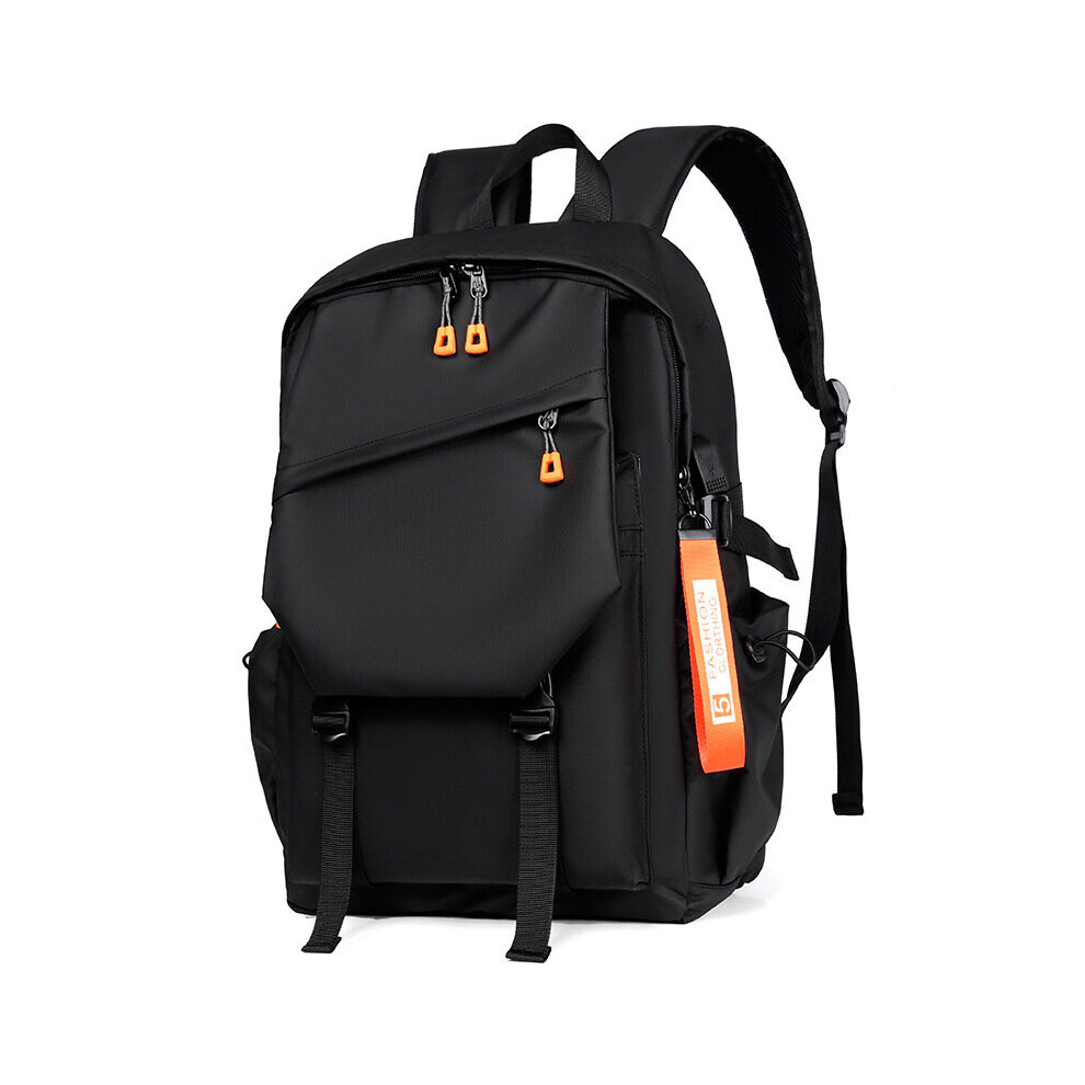 Men's Outdoor Travel Waterproof Backpack Women's Solid Usb Backpacks Lightweight Laptop Backpack School Bag Black 885655969038