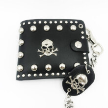 052618 hot men rivet short money clips male punk skull clutch wallet