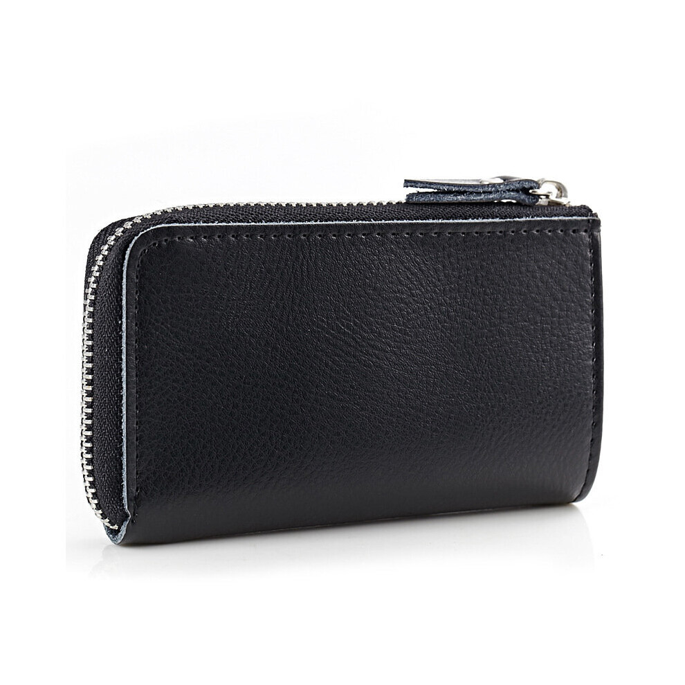 Cow Leather Men & Women Car Key Bag Wallet Function Key Case Housekeeper Holders 6 Key Rings Black 885662309971