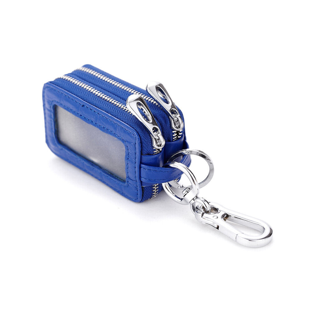 Leather Car Key Holders Crocodile Pattern Doul Zipper Key Wallet Square Cowhide Home Key Case With Window Multicoloured 885662310823