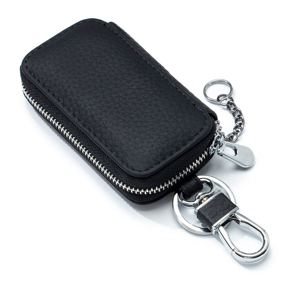 Mini Women's Car Key Bag Cow Leather Men Women Key Wallets Multifunction Key Bag Housekeeper Holders Keys Organizer Case Black 885662314043