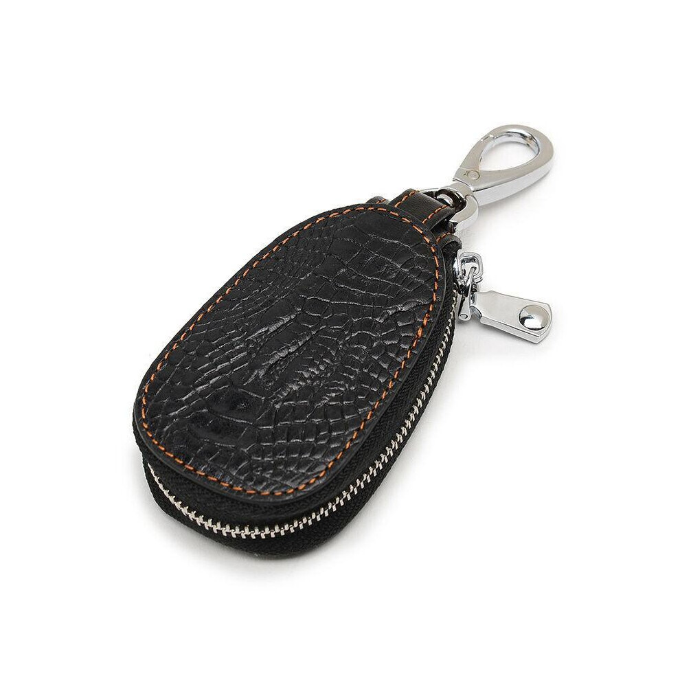 First Layer Cowhide Car Remote Key Bag Men's And Women's Universal Leather Crocodile Zipper Anti Loss Home Key Case Key Holder Multicoloured 885662312643