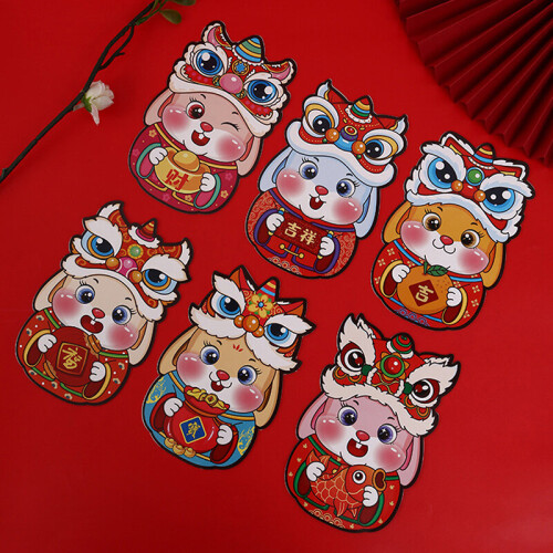 6PCS Chinese Year Rabbit Red Packets Spring Money Envelope 1
