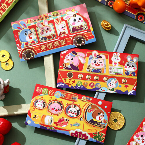 6Pcs/Bag Cartoon Rabbit Year Red Envelope Chinese Year Decor Spring 1
