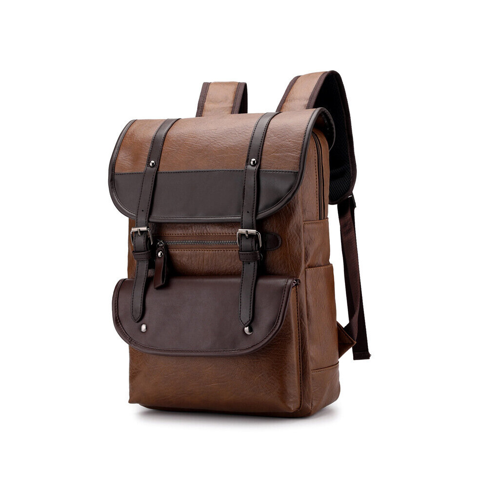Men's Pu Backpack School Multifunctional Large-Capacity Backpack Laptop Back Bag Male Leather Travel Bags Multicoloured