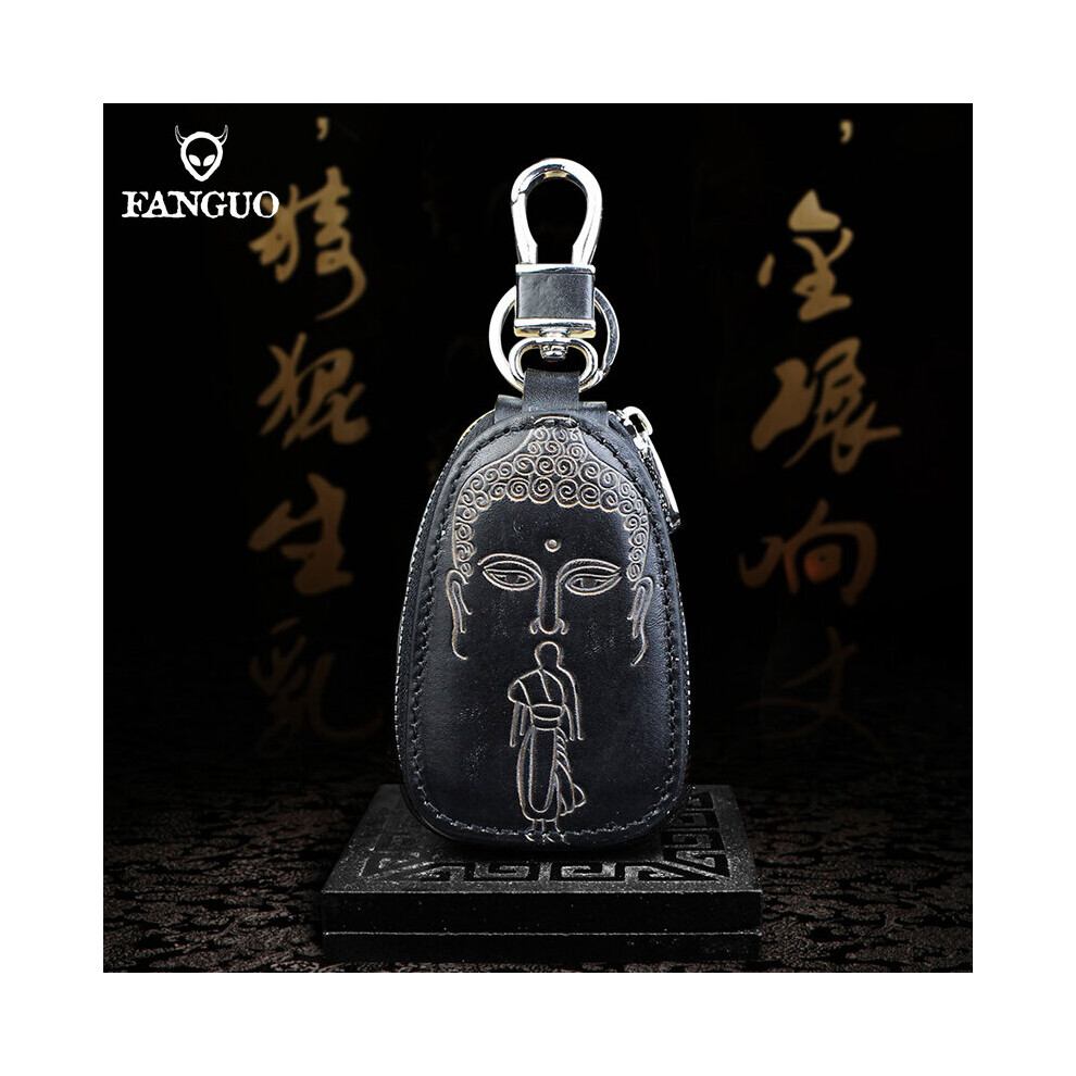 Universal Car Key Holder Bag Leather Mini Key Housekeeper Wallets Organizer Keychain Covers Zipper Key Case Bags Purse Black 885662323915