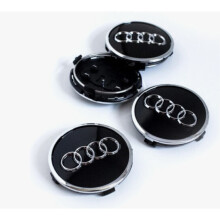 4 X AUDI CENTRE CAPS BLACK 69MM ALLOY WHEEL BADGES FITS A3 A4 A5 A6 A7
