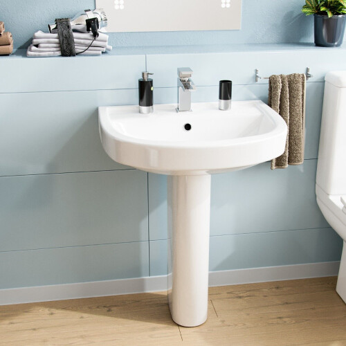 NES Home 550mm ECO Basin With Pedestal White 1