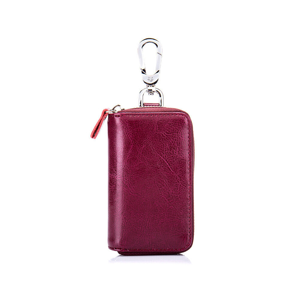 Genuien Leather Car Smart Key Wallet Men/Women Key Holder Housekeeper Keys Organizer Case Keychain Waist Zipper Key Bag Multicoloured 885662312544