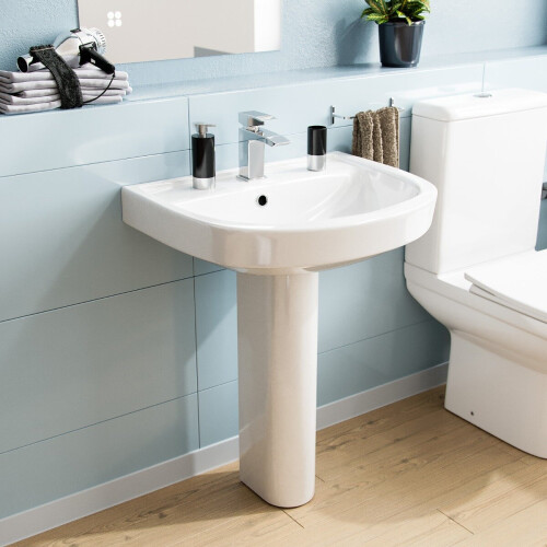 NES Home 550mm ECO Basin With Pedestal White