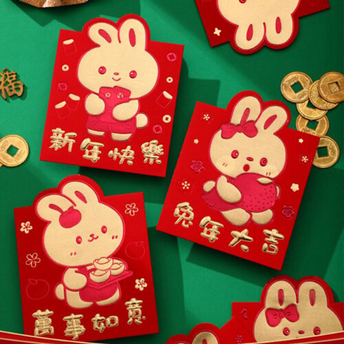 6Pcs/Bag Cartoon Rabbit Year Red Envelope Chinese Year Decor Spring 1