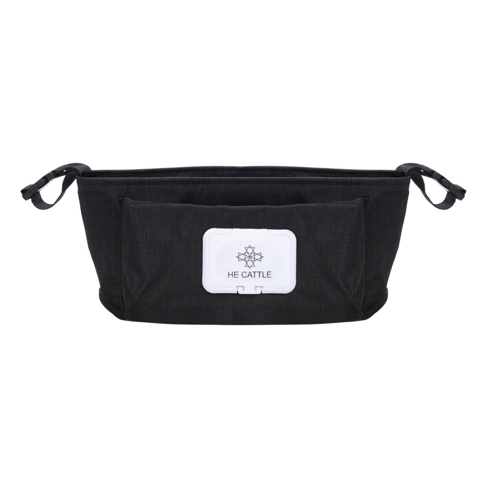 1Pc Practical Baby Diaper Stroller Bag With Secure Accessary Bag Universal Stroller Organizer For Travel Shopping Black