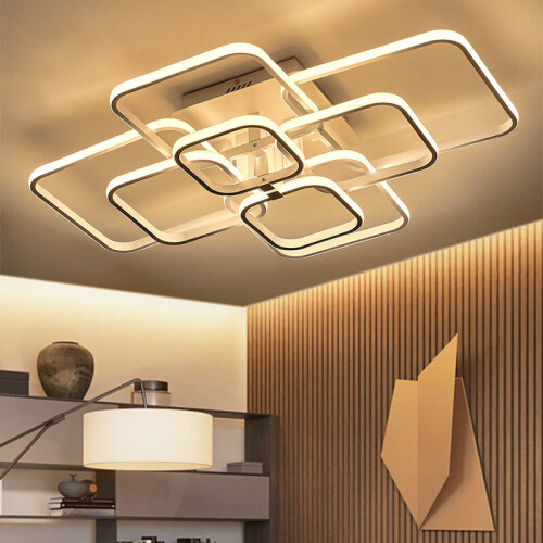Living And Home (Suqare, 8 Heads) Modern Dimmable LED Chandelier Ceiling Light with Remote 1