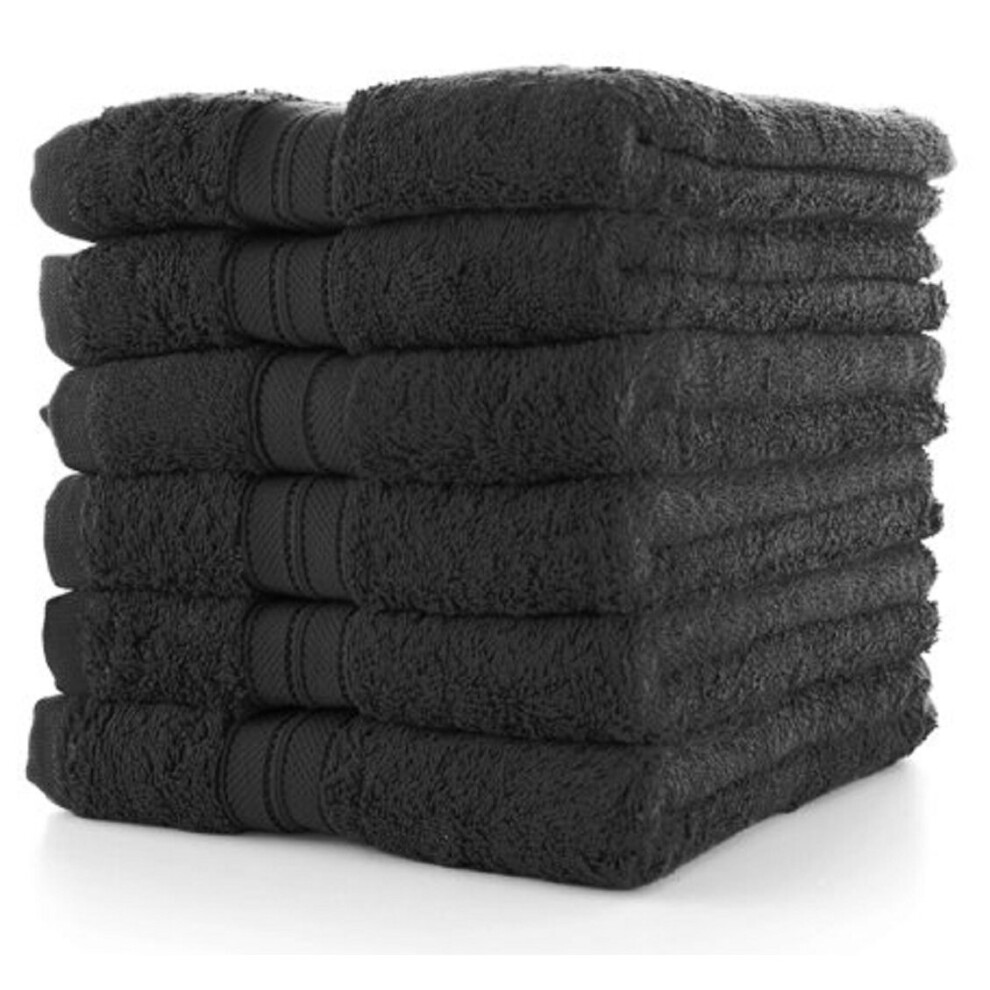 (Black) Pack of 6 Guest Towels Luxury 100% Egyptian Cotton Super Soft Quick Dry Hand Towels For Gym, Spa, Golf Wash Cloth Towel Set