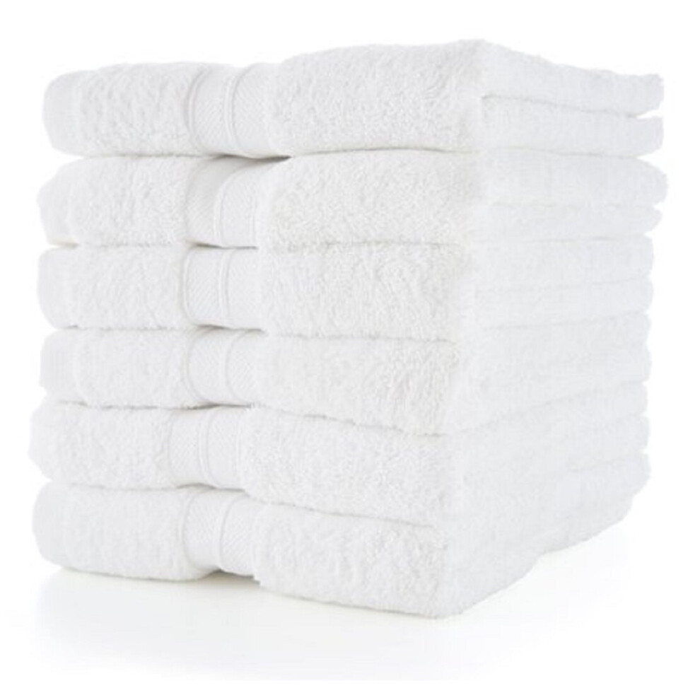 (White) Pack of 6 Guest Towels Luxury 100% Egyptian Cotton Super Soft Quick Dry Hand Towels For Gym, Spa, Golf Wash Cloth Towel Set