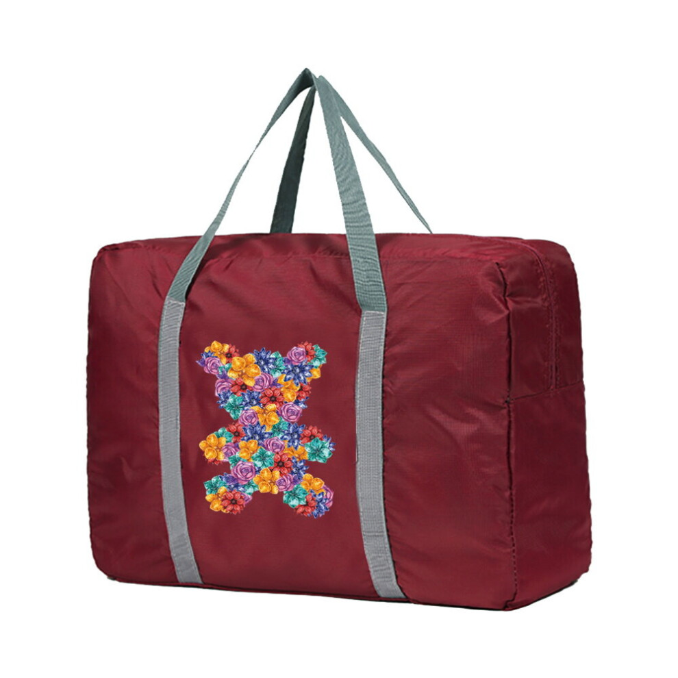 Foldable Travel Bags Organizer Women Handbags Men Luggage Tote Unisex Clothing Storage Bag Flower Bear Pattern Duffle Bag-image-OPC-PBTMNK6-NEW