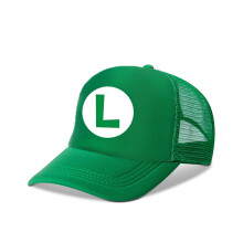 (Green L) Super Mario Brothers Cartoon Sun Protection Breathable Hat Children Outdoor Cap