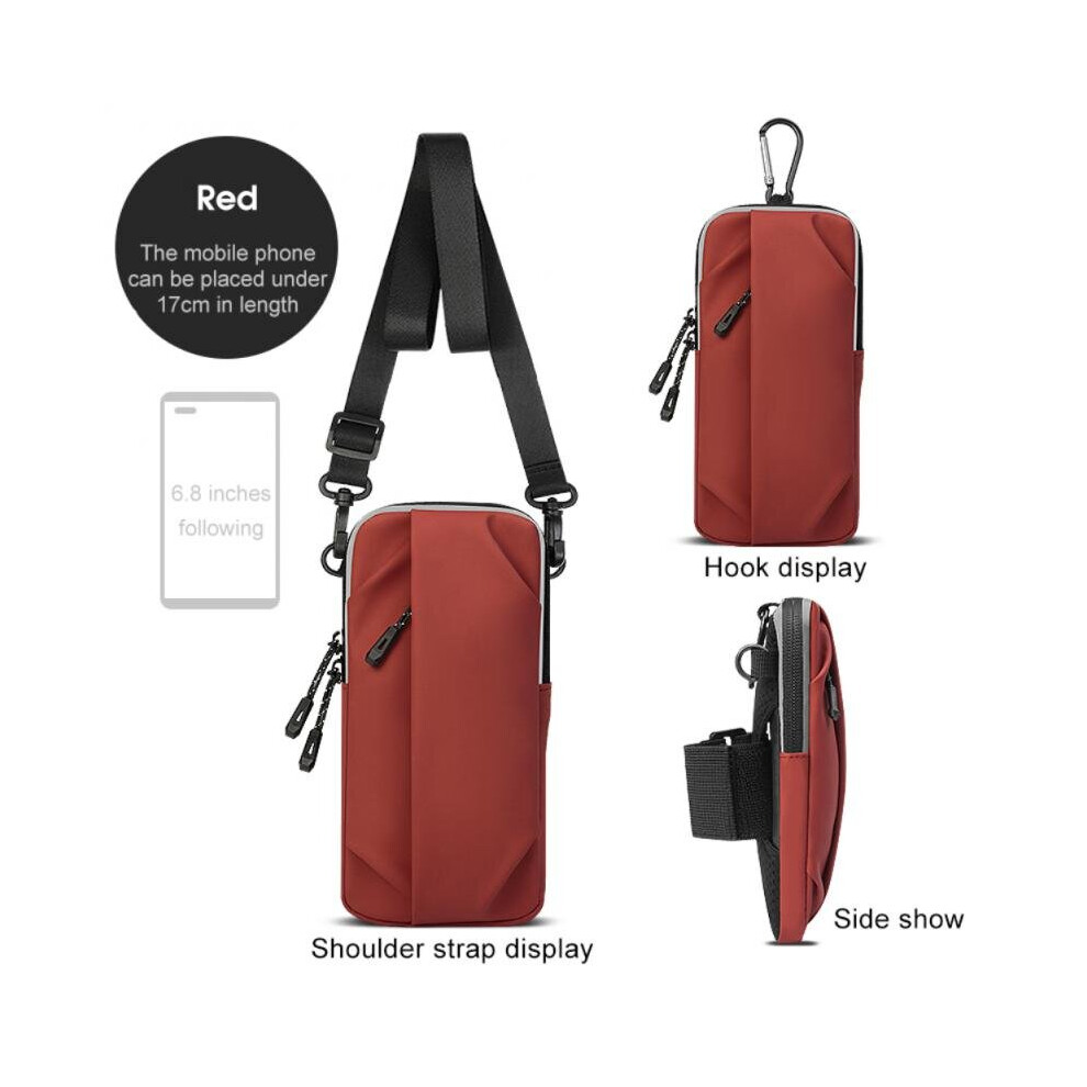 Pu Leather Running Mobile Phone Arm Bag Outdoor Waterproof Sports Wrist Pack Single Shoulder Cross Pocket Fitness Multicoloured 885662379967