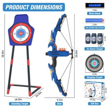 (Blue) QDRAGON Kids Bow and Arrow Light-up Archery Set for Kids Toys Gifts for 3 4 5 6 7 8 9 10 11 12 Years Old Boys Girls Shooting Toy