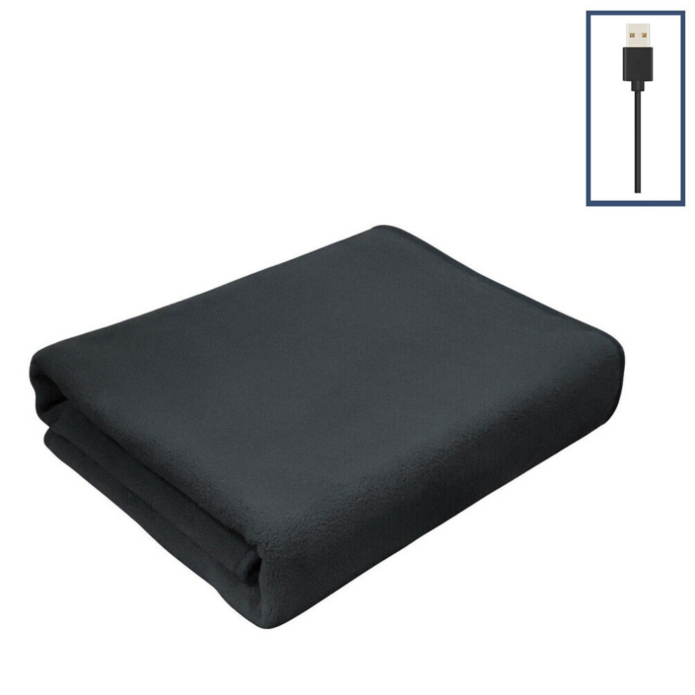 (Black) Electric Heated Blanket Warm Throw Poncho Wrap Blanket USB Heated Shawl Portable