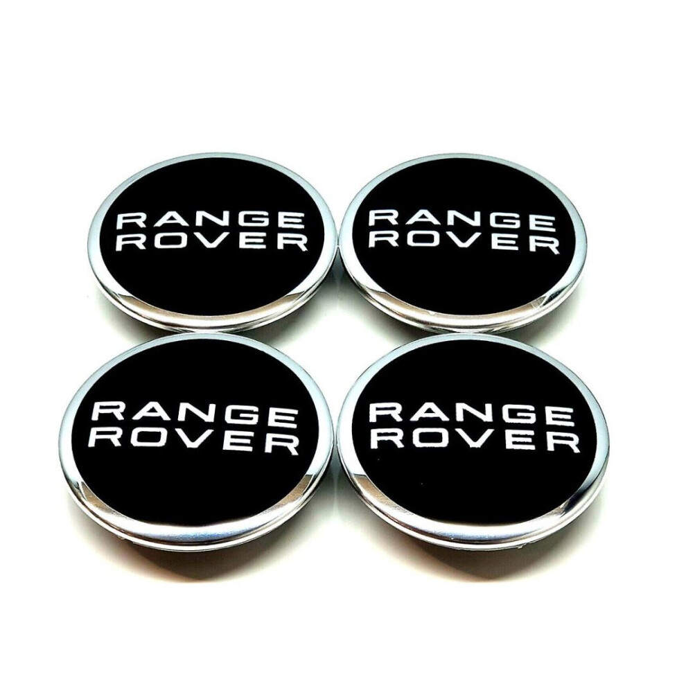 Range Rover Black Chrome 63Mm Wheel Centre Caps Evoque Freelander X 4