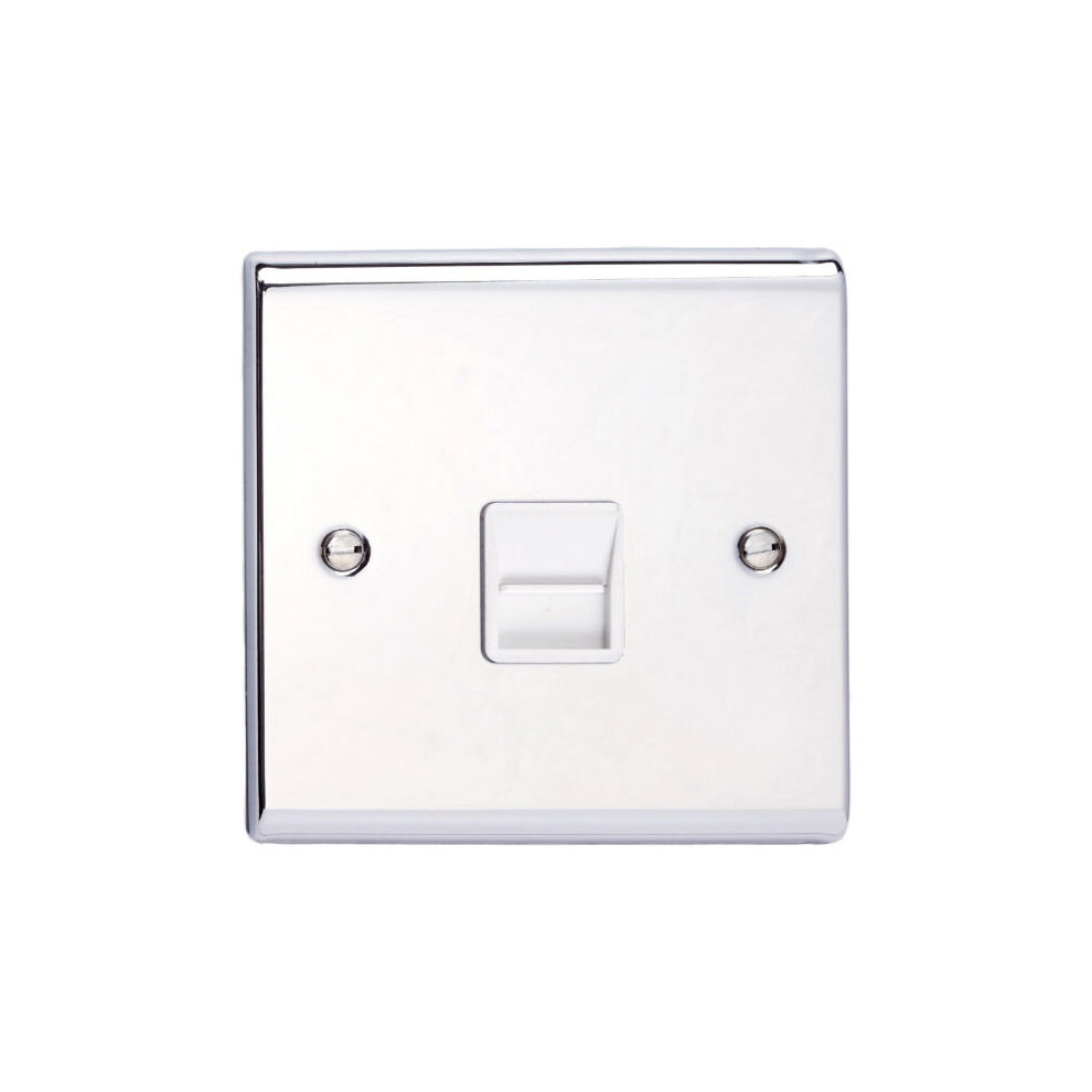 Deta Sd1352chw Telephone Socket 1 Gang - Master (Polished Chrome/White Insert) 5016211209359