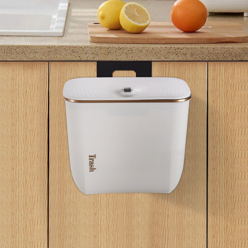 (26.6cm W x 14.8cm D x 21.9cm H) Kitchen Bathroom Hanging Waste Bin with Lid