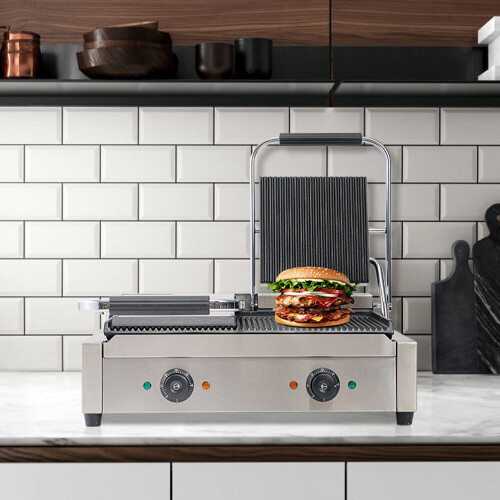 Living And Home 3.6KW Double Commercial Sandwich Press Grill