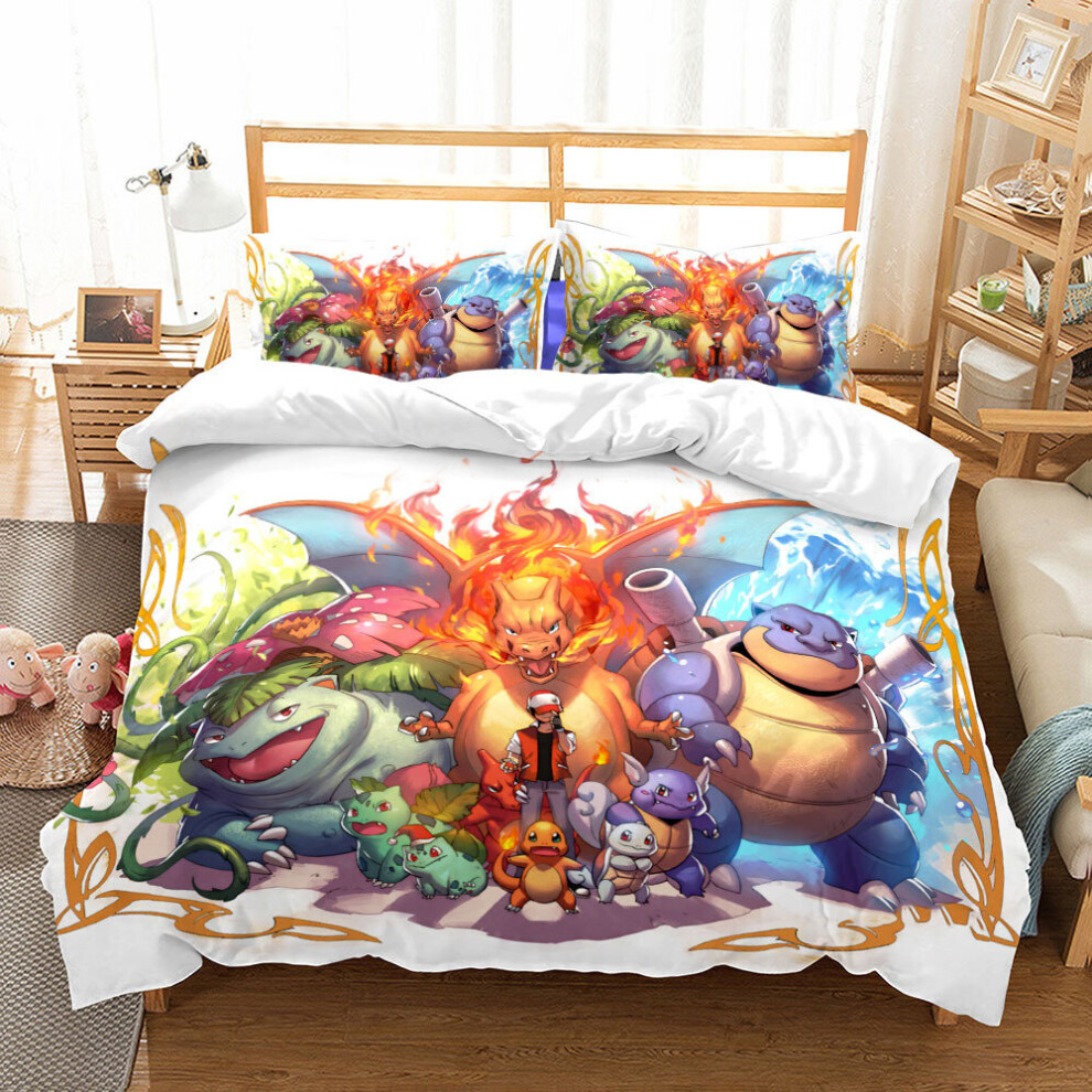 (Style 16, Double (200X200CM)/3PCS) Pokemon Bedding Single Double King Duvet Cover UK